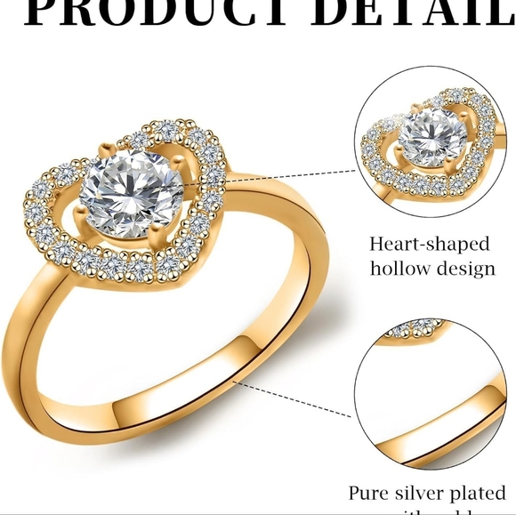 Womens Ring - Pure Silver 14K Gold-Plated - Size 9 - Picture 2 of 2